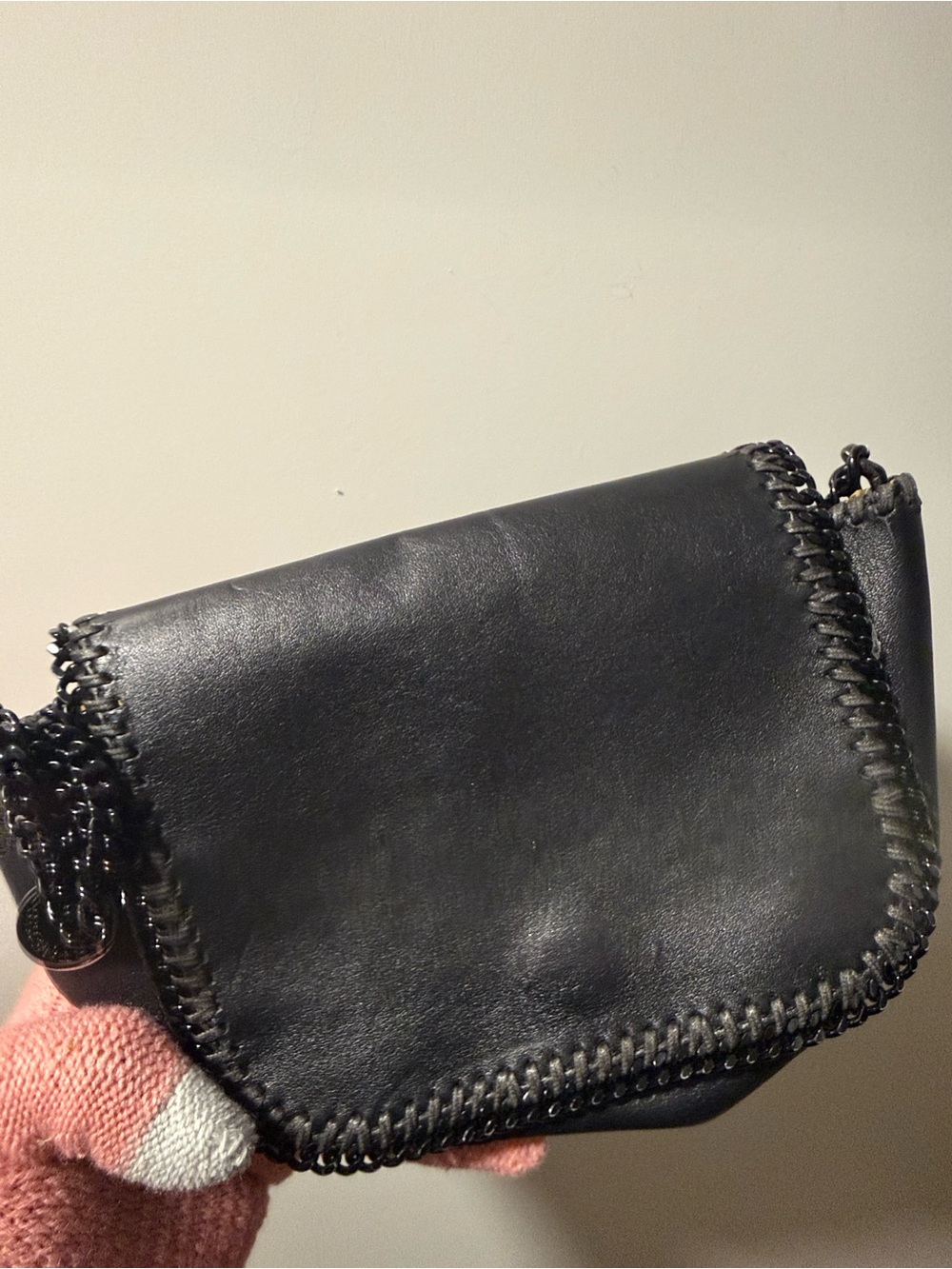 Stella McCartney Black Crossbody Bag with Chain Trim